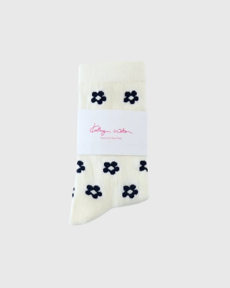Petal Socks Cream/Ink