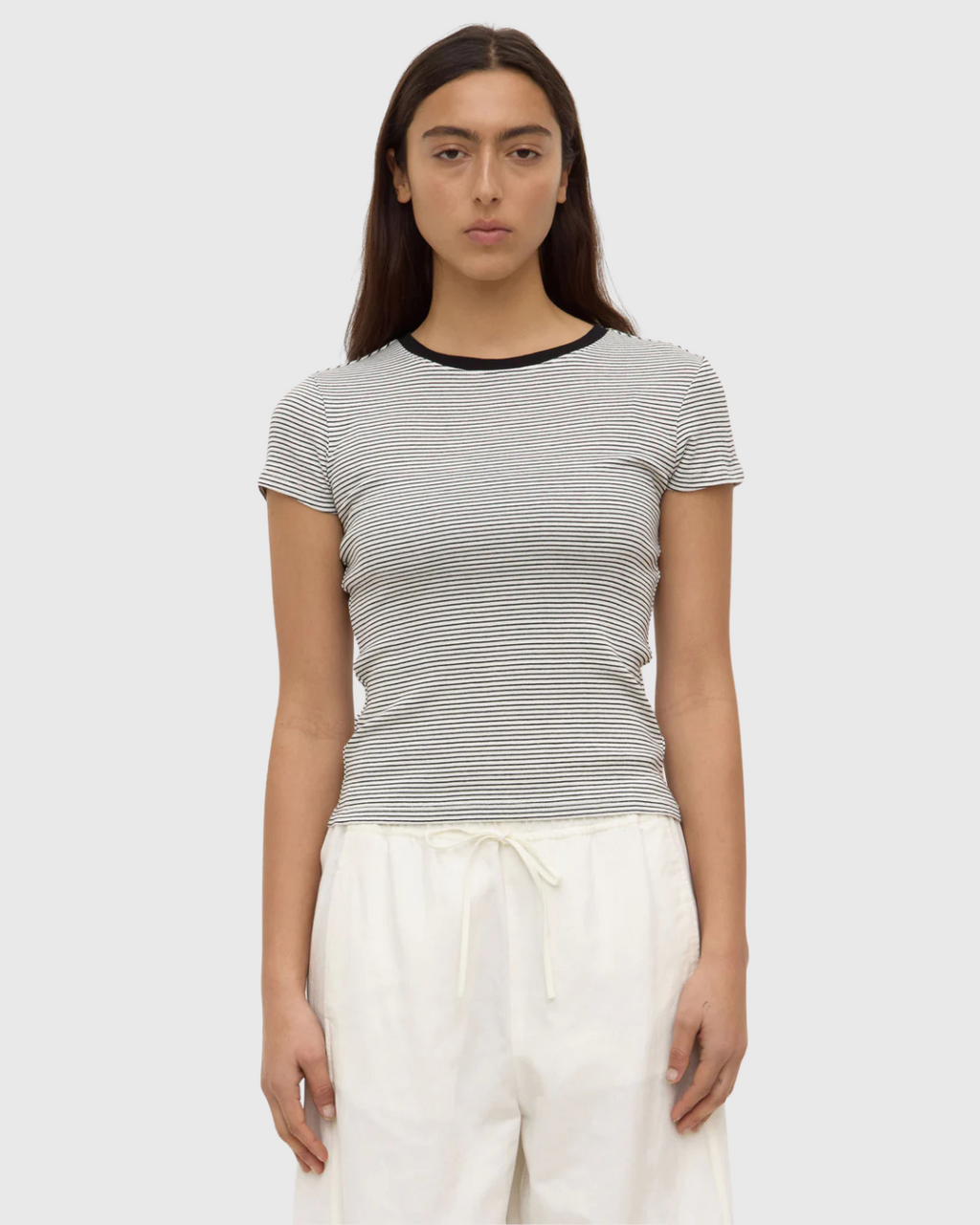 Thelma Stripe SS Tee Black/White