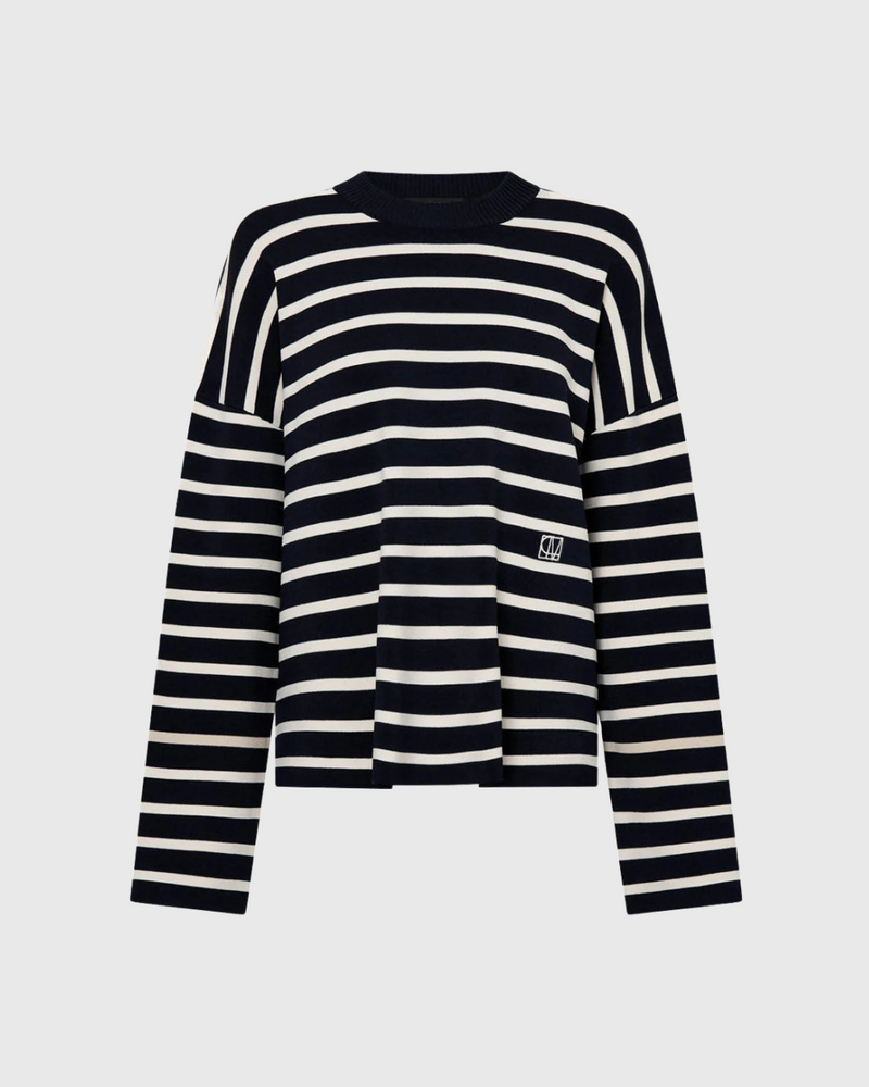 Oscar Knit Sweater Navy Stripe