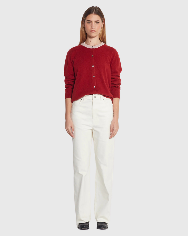 Contrast Twin Cardi (Cashmere) Macaroon