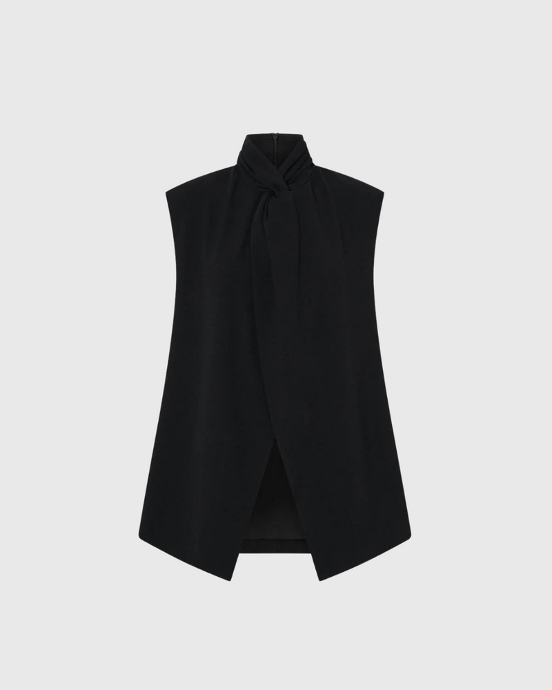 Oriole Twist Neck Top Black