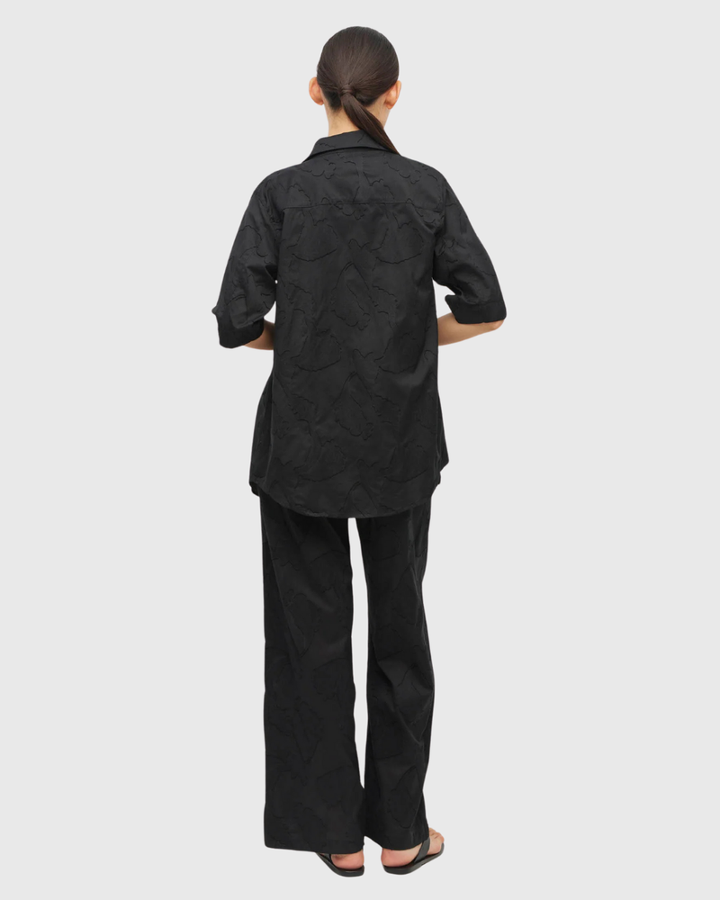 Eli Shirt (Floral Cotton Jacquard) Black
