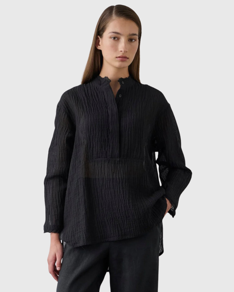 Relaxed Linen Shirt Black