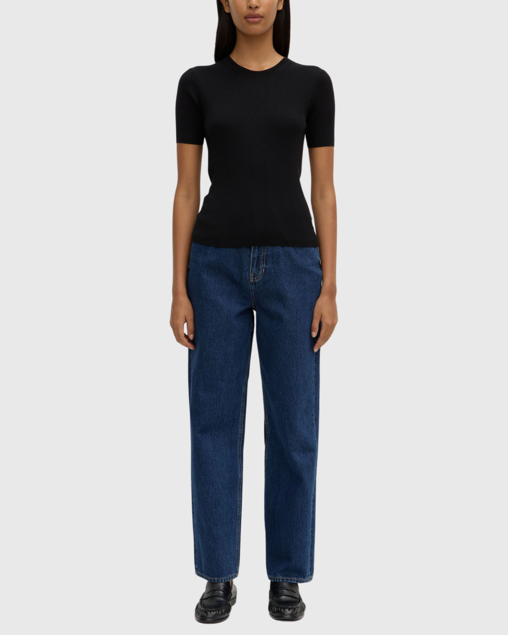 Amira Knit Short Sleeve Tee Black