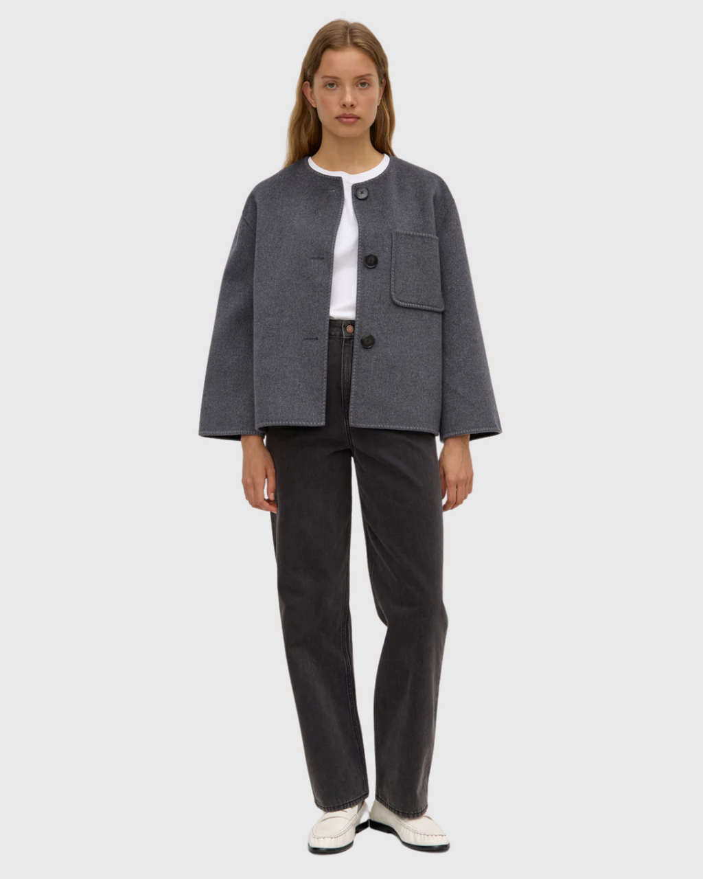 Camille Wool Cashmere Jacket Charcoal Marle