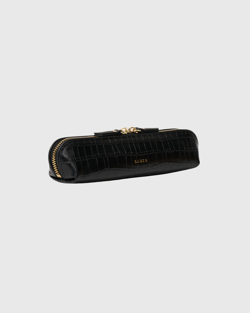 Tali Pencil Case Black Matte Croc
