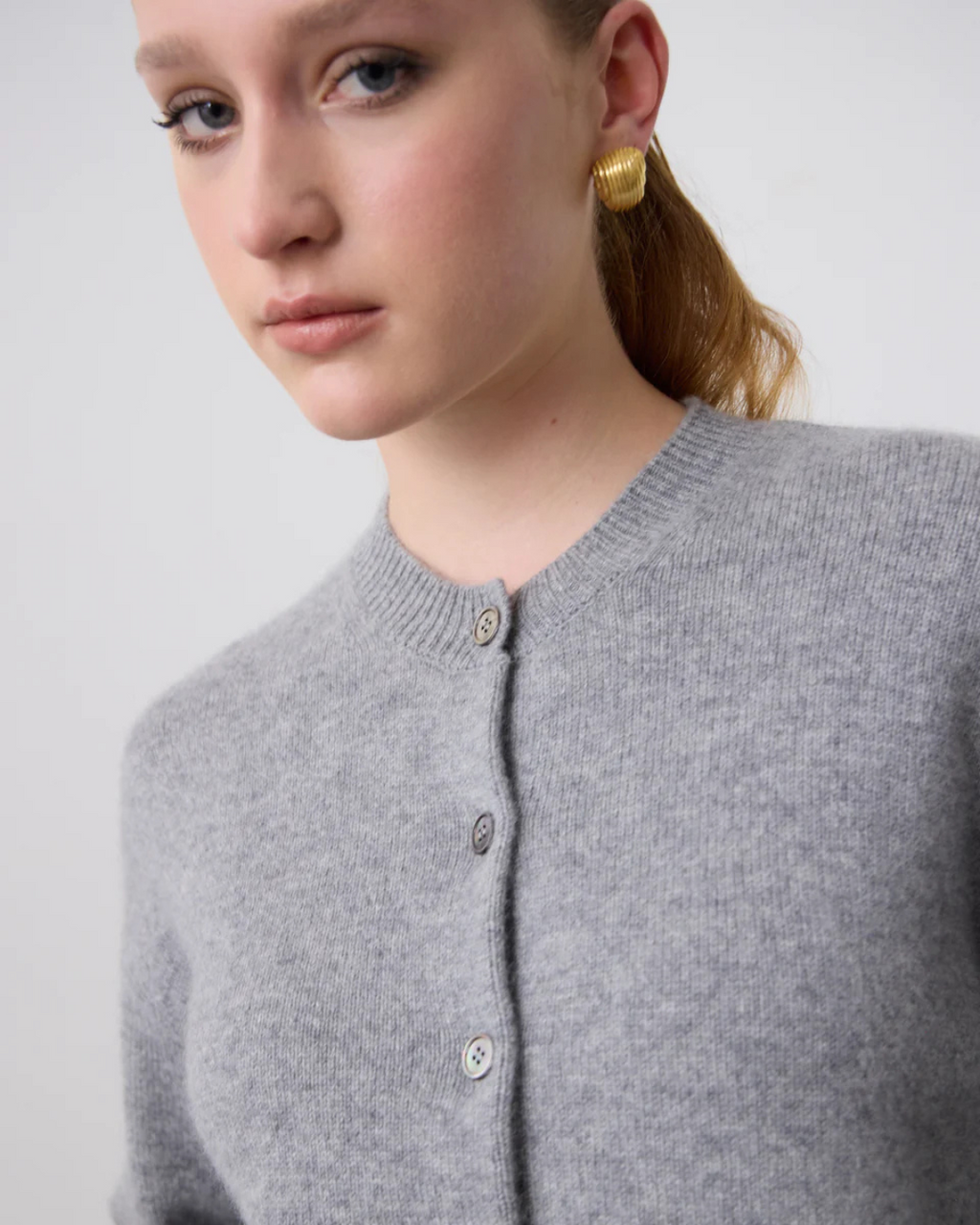 Boxy Cashmere Cardigan Grey Marle