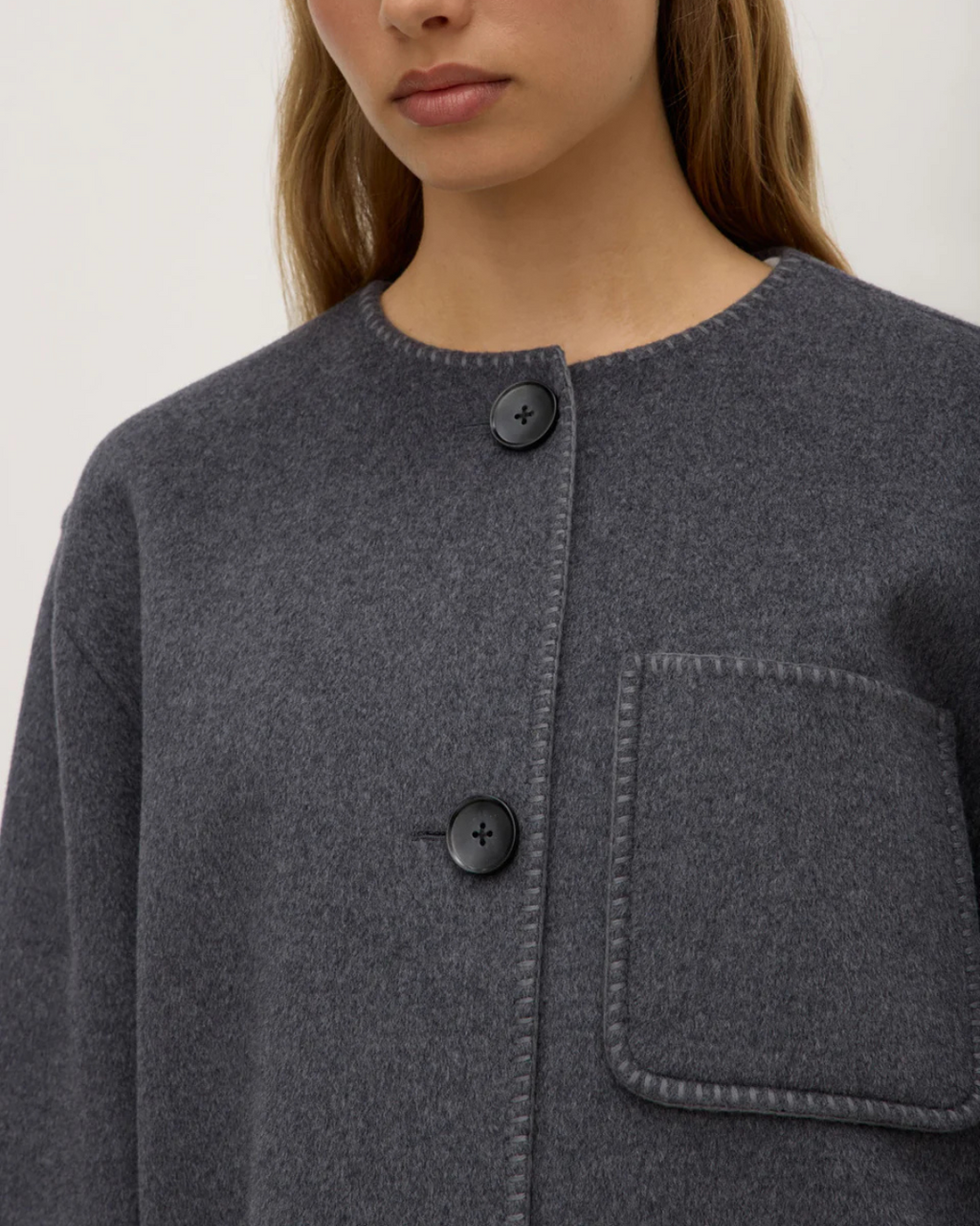 Camille Wool Cashmere Jacket Charcoal Marle