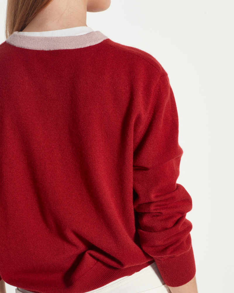 Contrast Twin Cardi (Cashmere) Macaroon