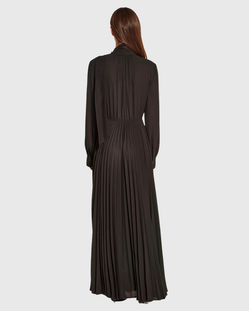 Coco Pleat Dress (Matte Pleat) Black