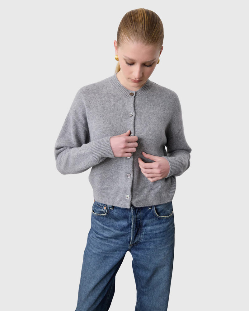 Boxy Cashmere Cardigan Grey Marle