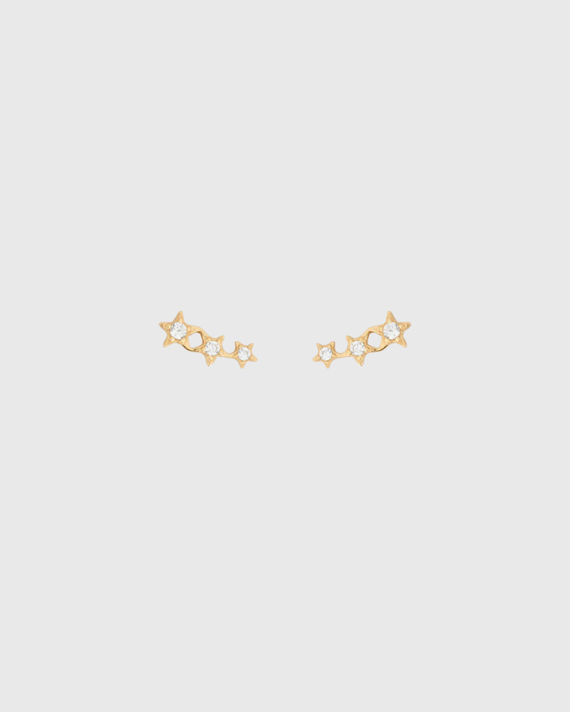 Astra Triple Star Earrings Gold