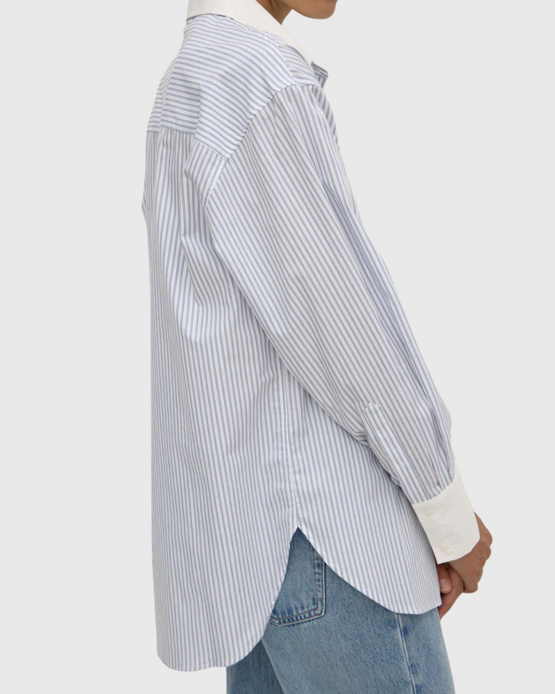 Alec Poplin Stripe Shirt Blue/White Stripe