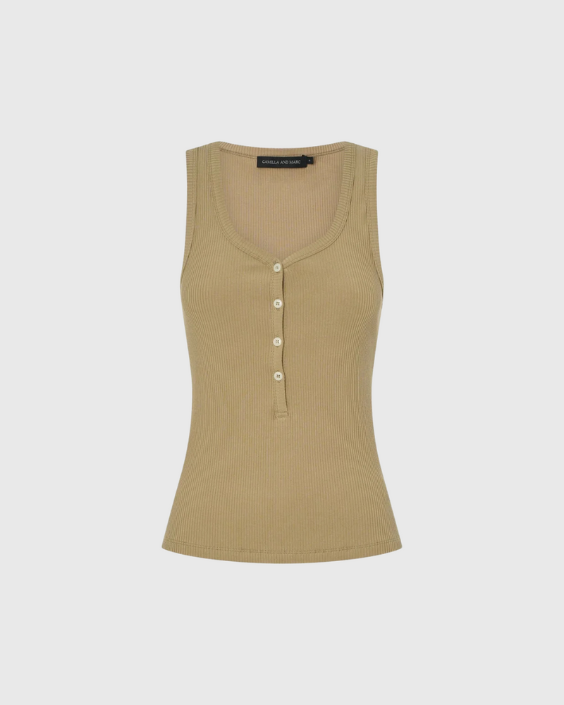 Nora Button Down Tank Sepia