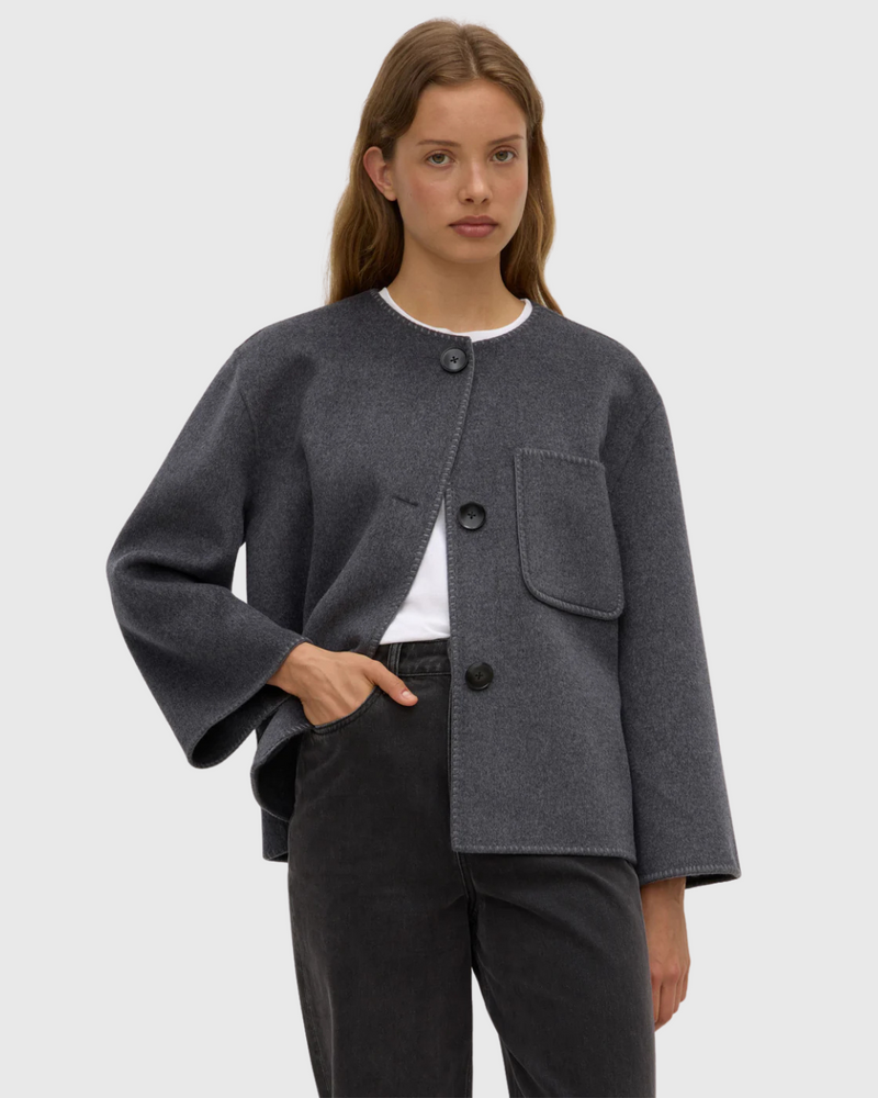 Camille Wool Cashmere Jacket Charcoal Marle