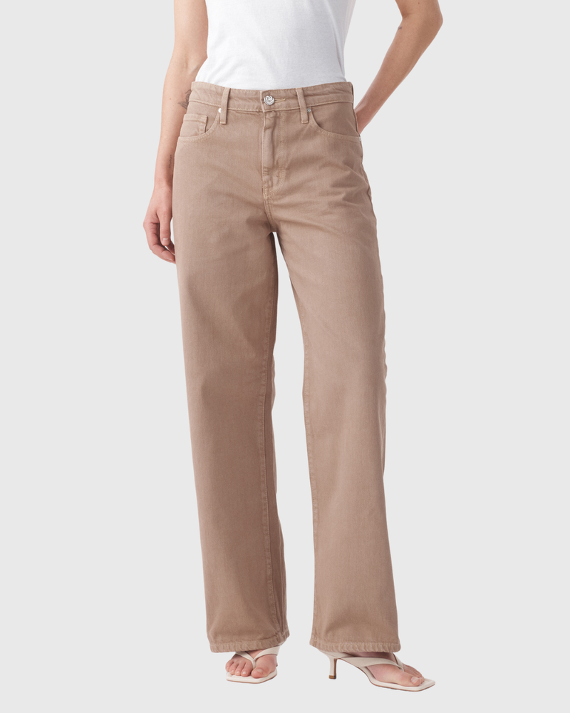 Olive Mid Slouchy Wide Jean Mushroom