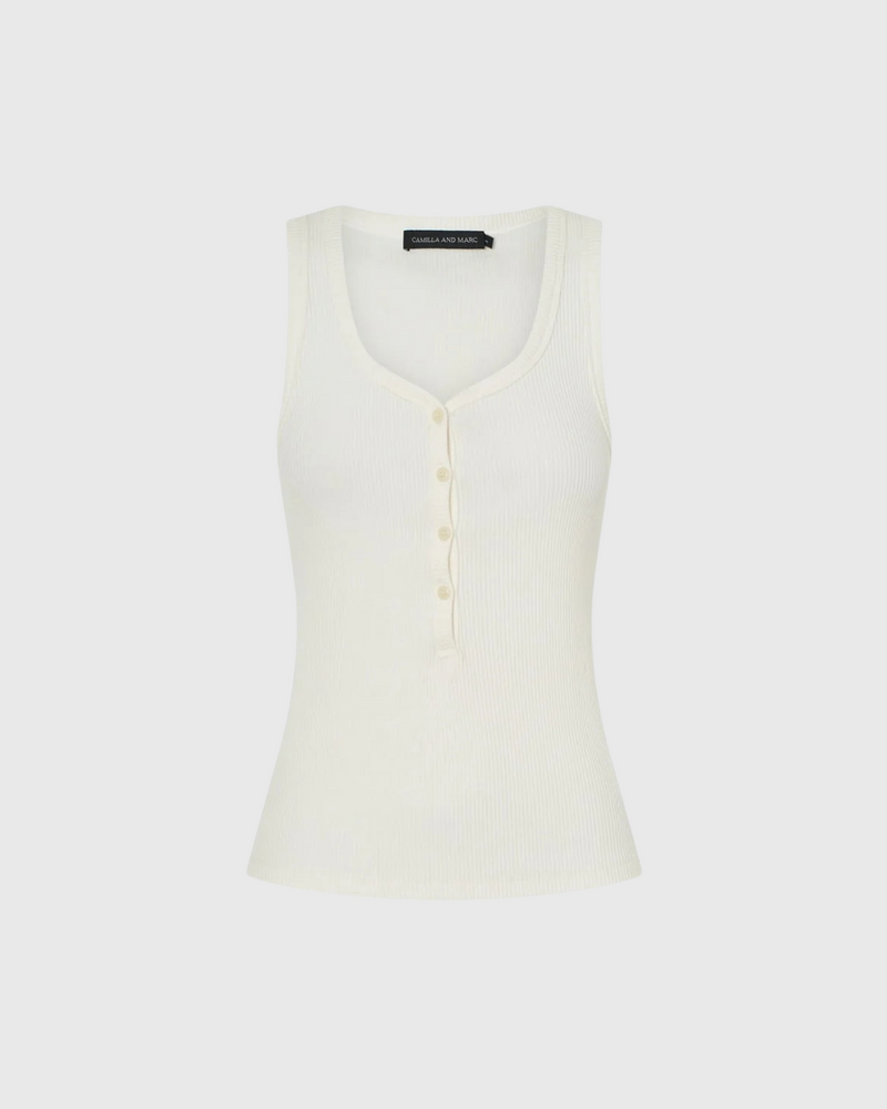Nora Button Down Tank Soft White
