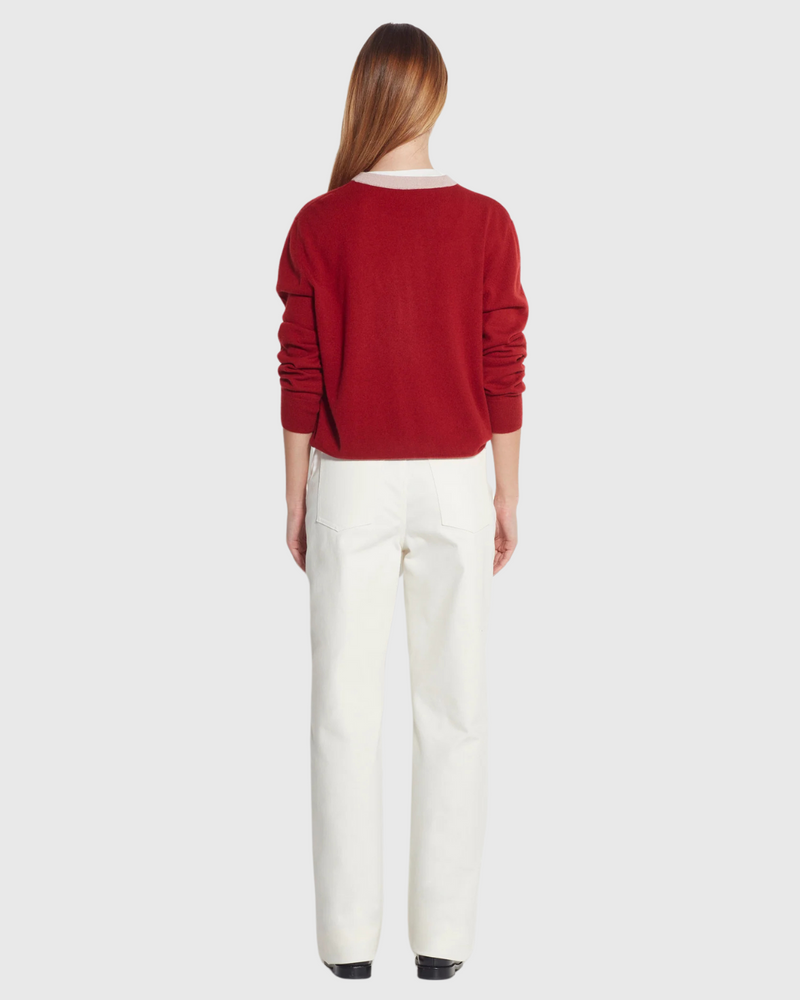 Contrast Twin Cardi (Cashmere) Macaroon