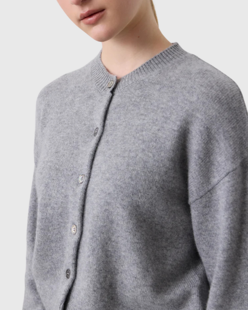 Boxy Cashmere Cardigan Grey Marle