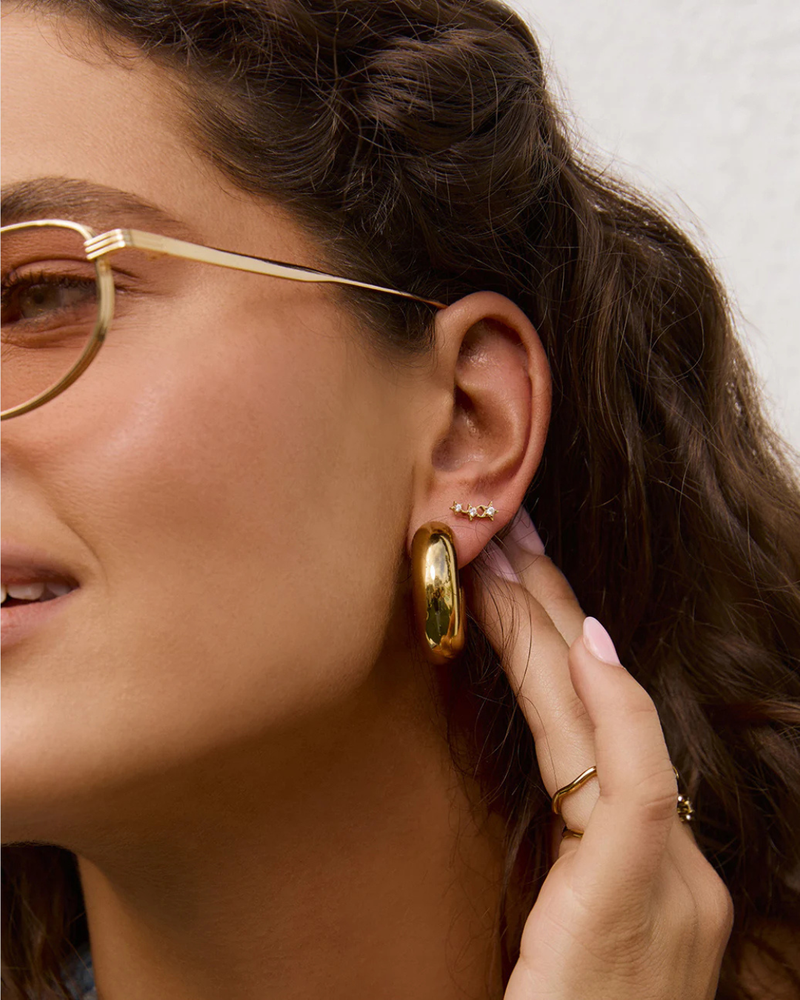 Astra Triple Star Earrings Gold