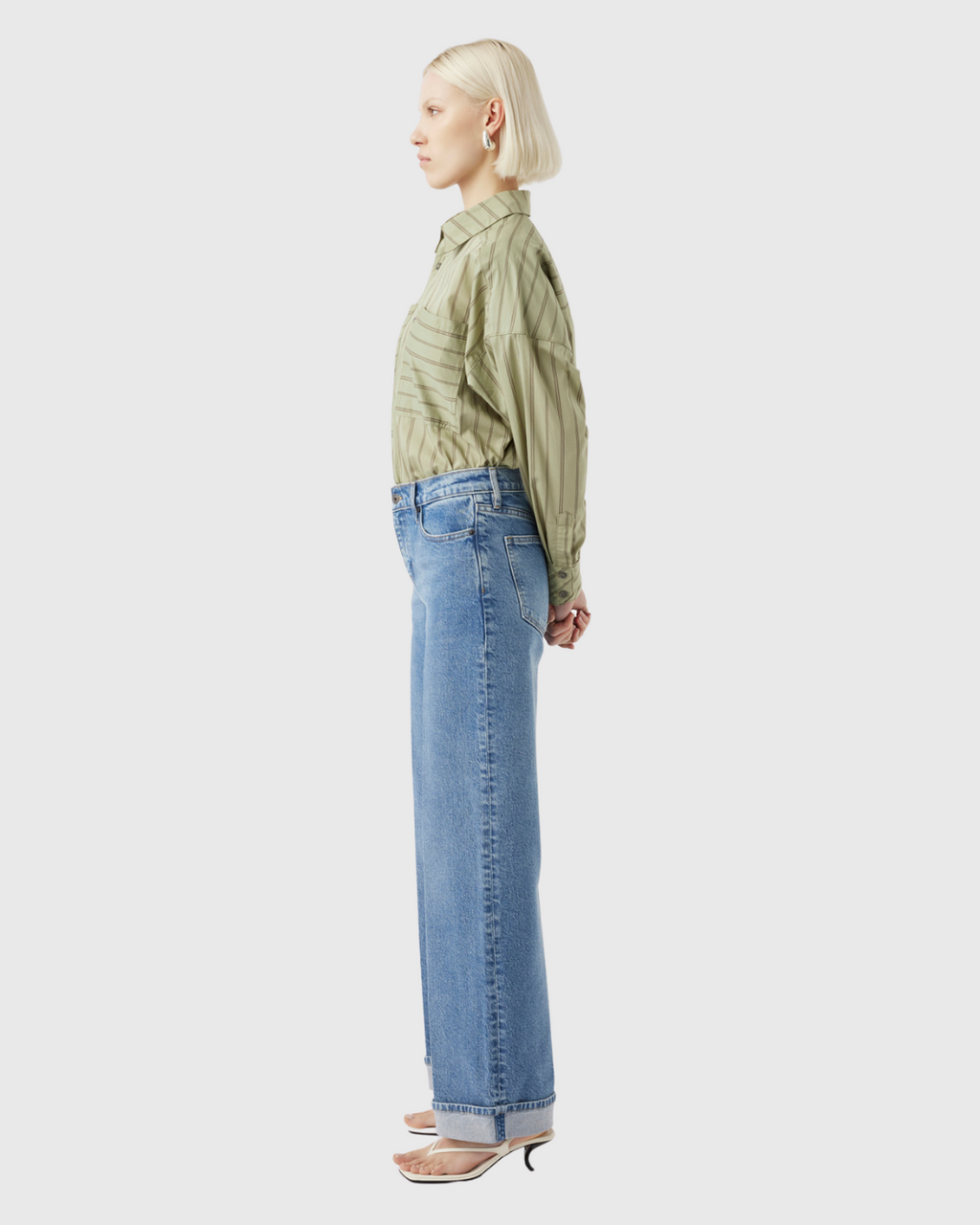 Mia Cuffed Mid Wide Long Jean Meridian Mid Blue