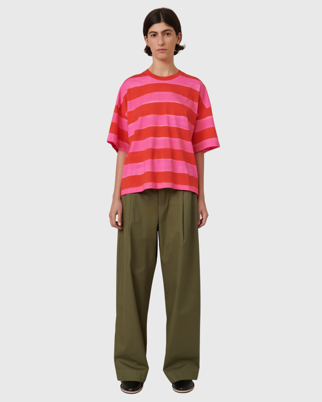 Oversized Boxy Tee Painted Stripe