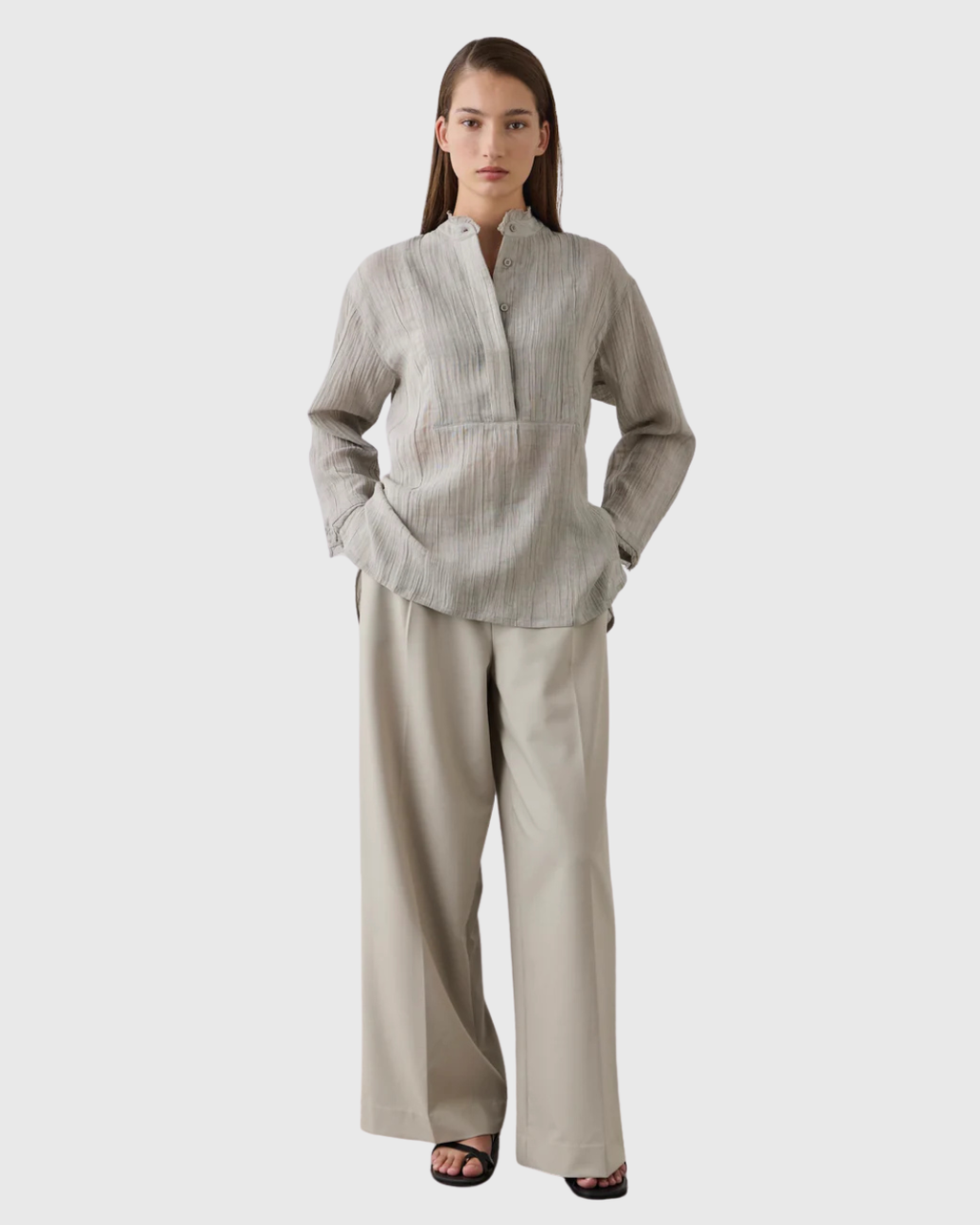 Relaxed Ramie Linen Shirt Stone