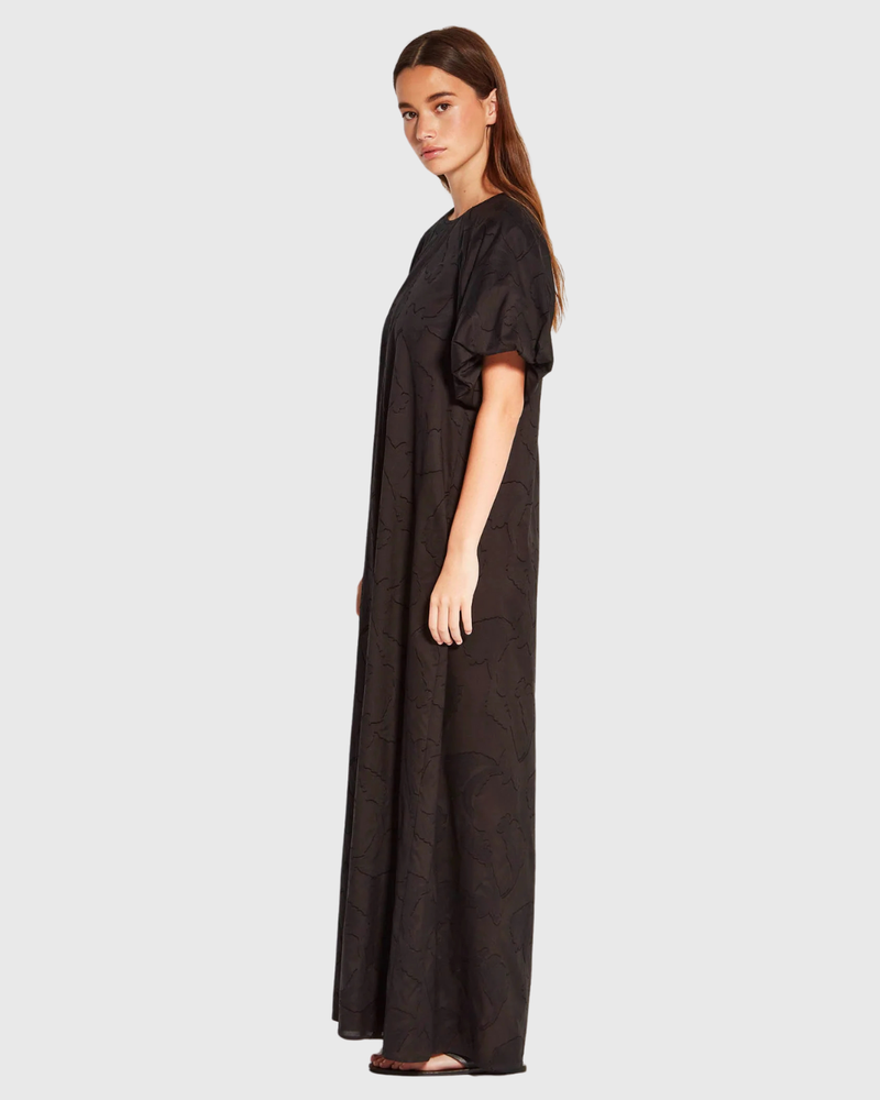 Emmy Dress (Floral Cotton Jacquard) Black