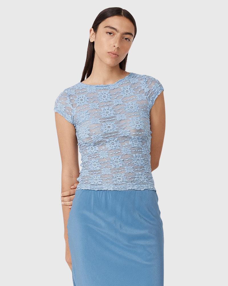 Galo Sunflower Lace Tee Periwinkle