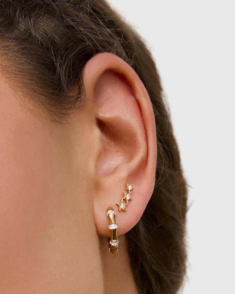 Astra Triple Star Earrings Gold