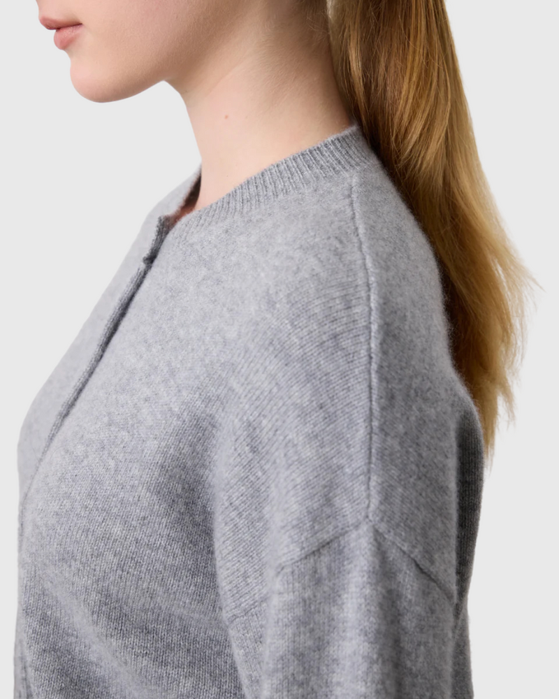 Boxy Cashmere Cardigan Grey Marle