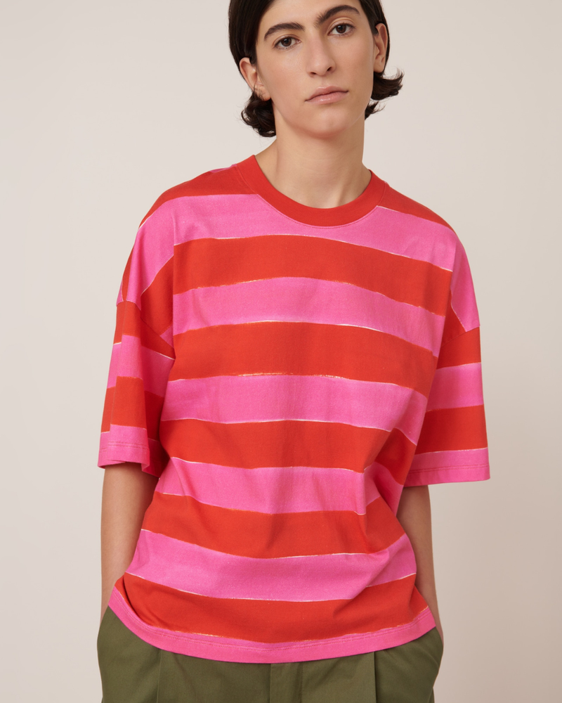 Oversized Boxy Tee Painted Stripe