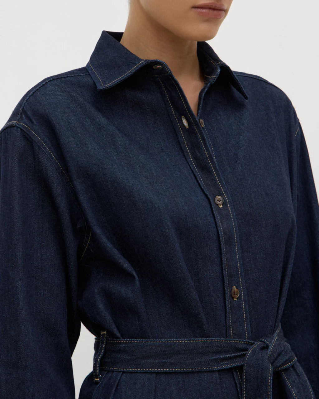 Kiera Recycled Denim Midi Shirt Dress Deep Indigo
