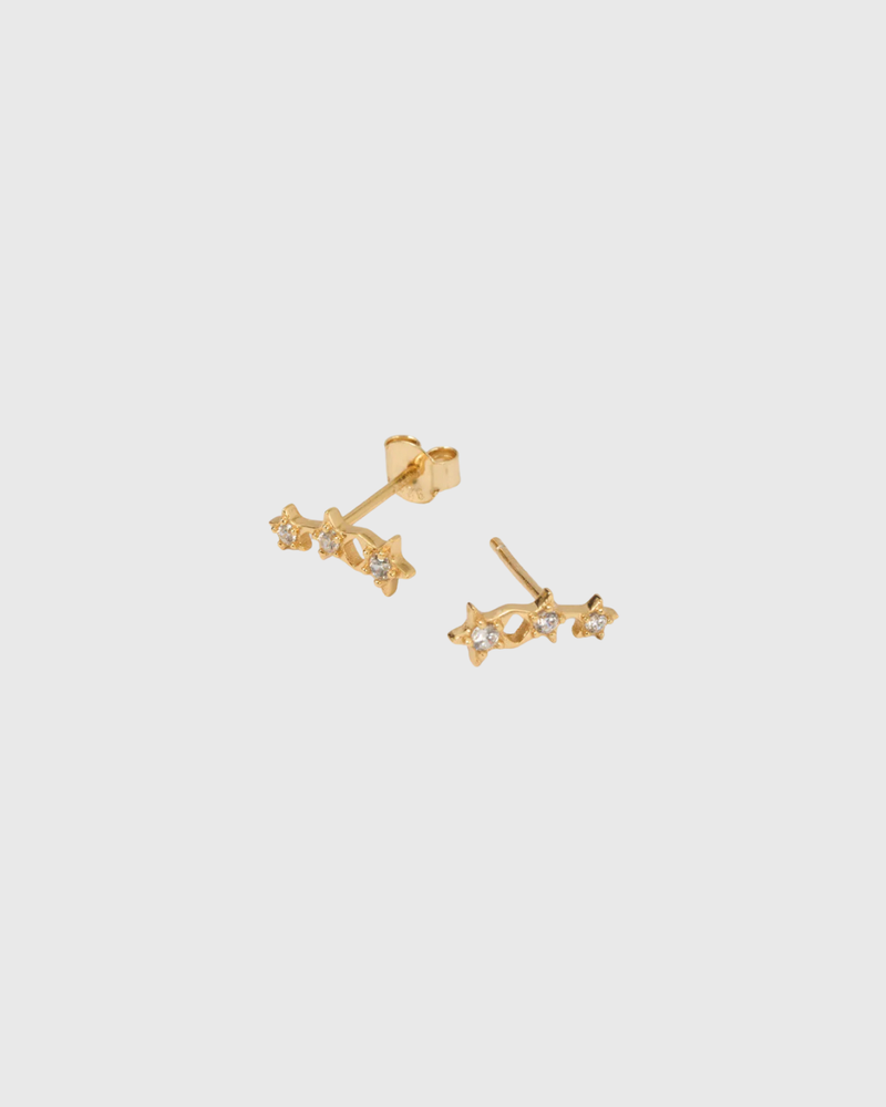 Astra Triple Star Earrings Gold