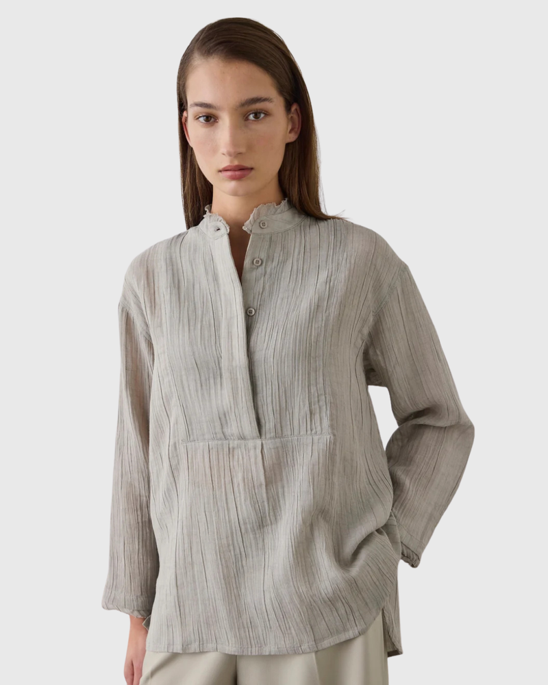 Relaxed Ramie Linen Shirt Stone