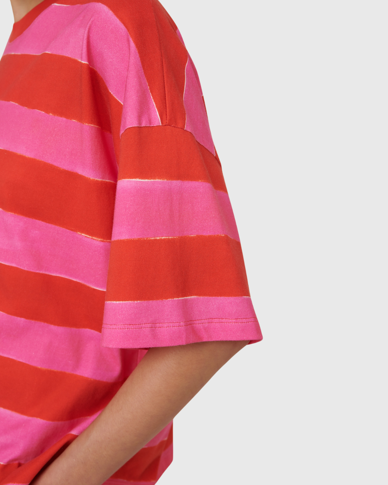 Oversized Boxy Tee Painted Stripe