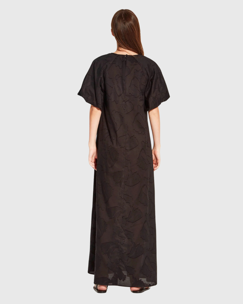 Emmy Dress (Floral Cotton Jacquard) Black