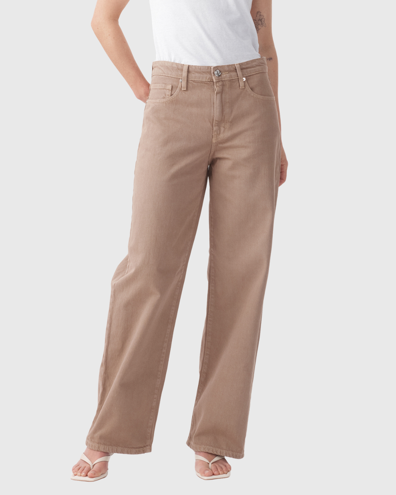 Olive Mid Slouchy Wide Jean Mushroom