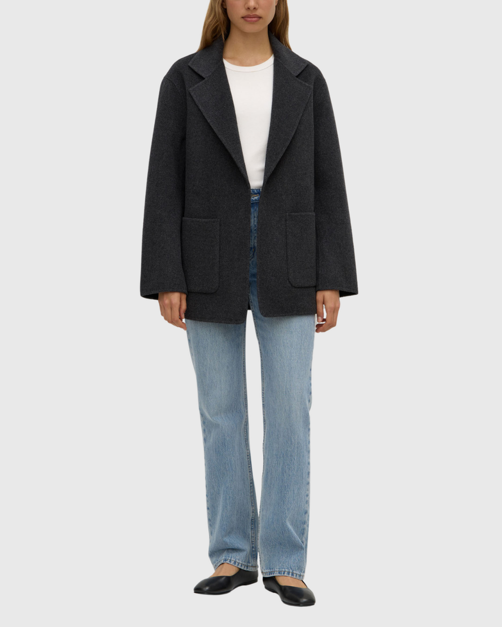 Calido Wool Single Breasted Coat Charcoal Marle