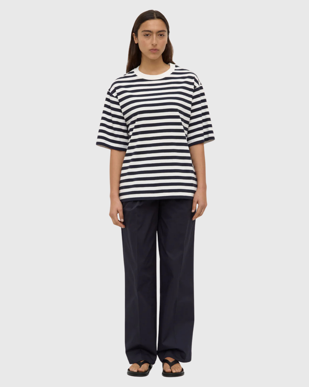 Monte Stripe Cotton SS Tee True Navy/Cream