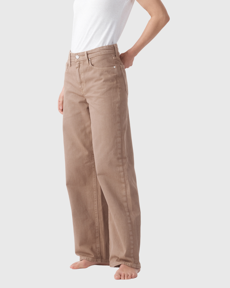 Olive Mid Slouchy Wide Jean Mushroom