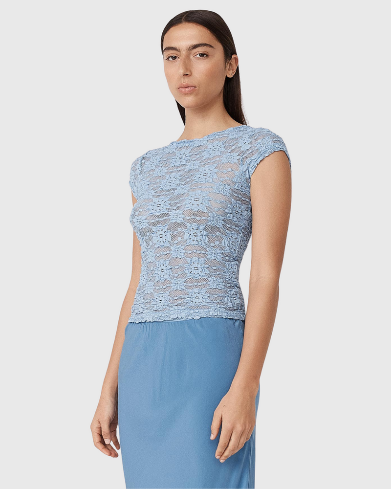 Galo Sunflower Lace Tee Periwinkle