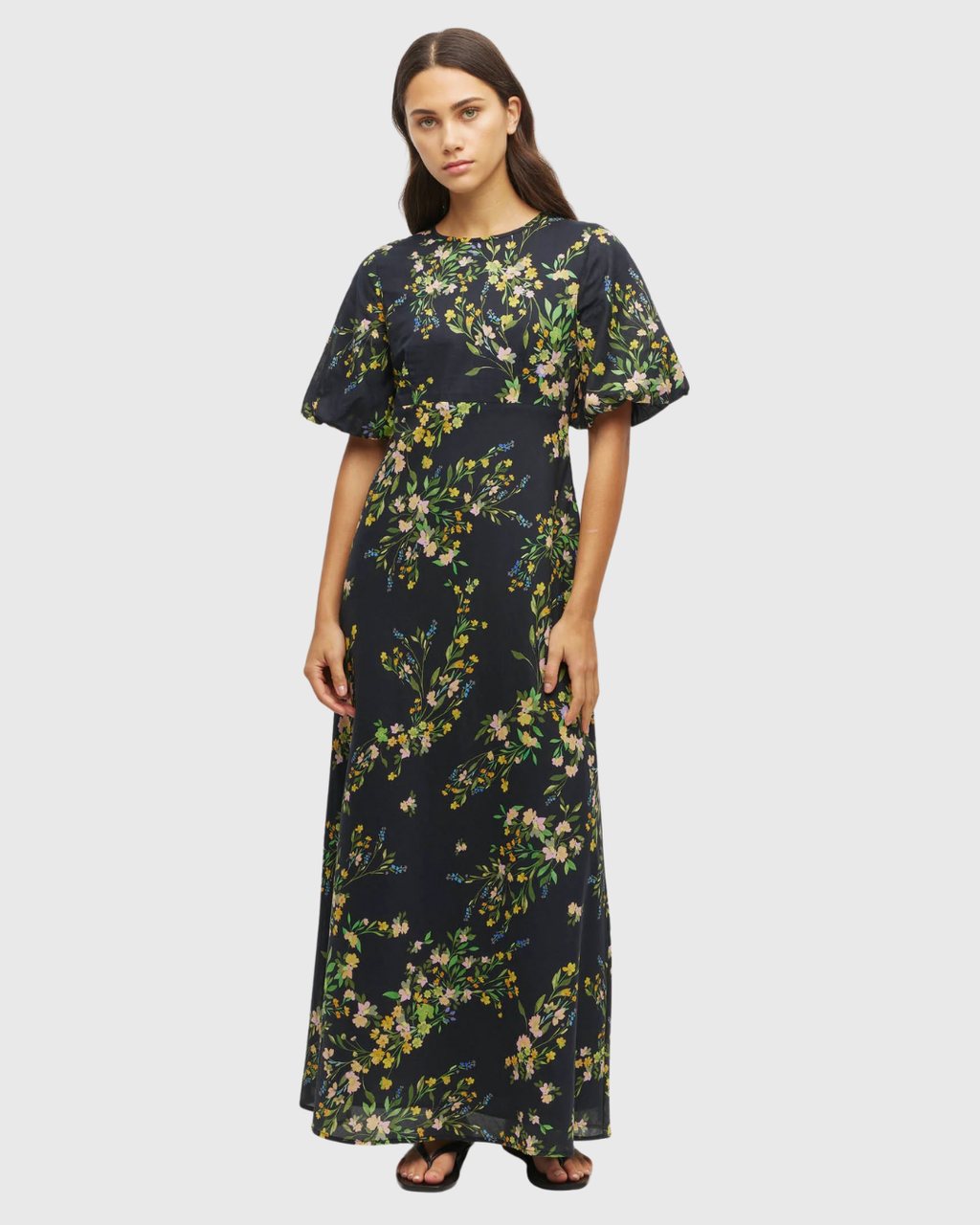 Luciana Dress (Dark Garland Cotton) Painted Petals