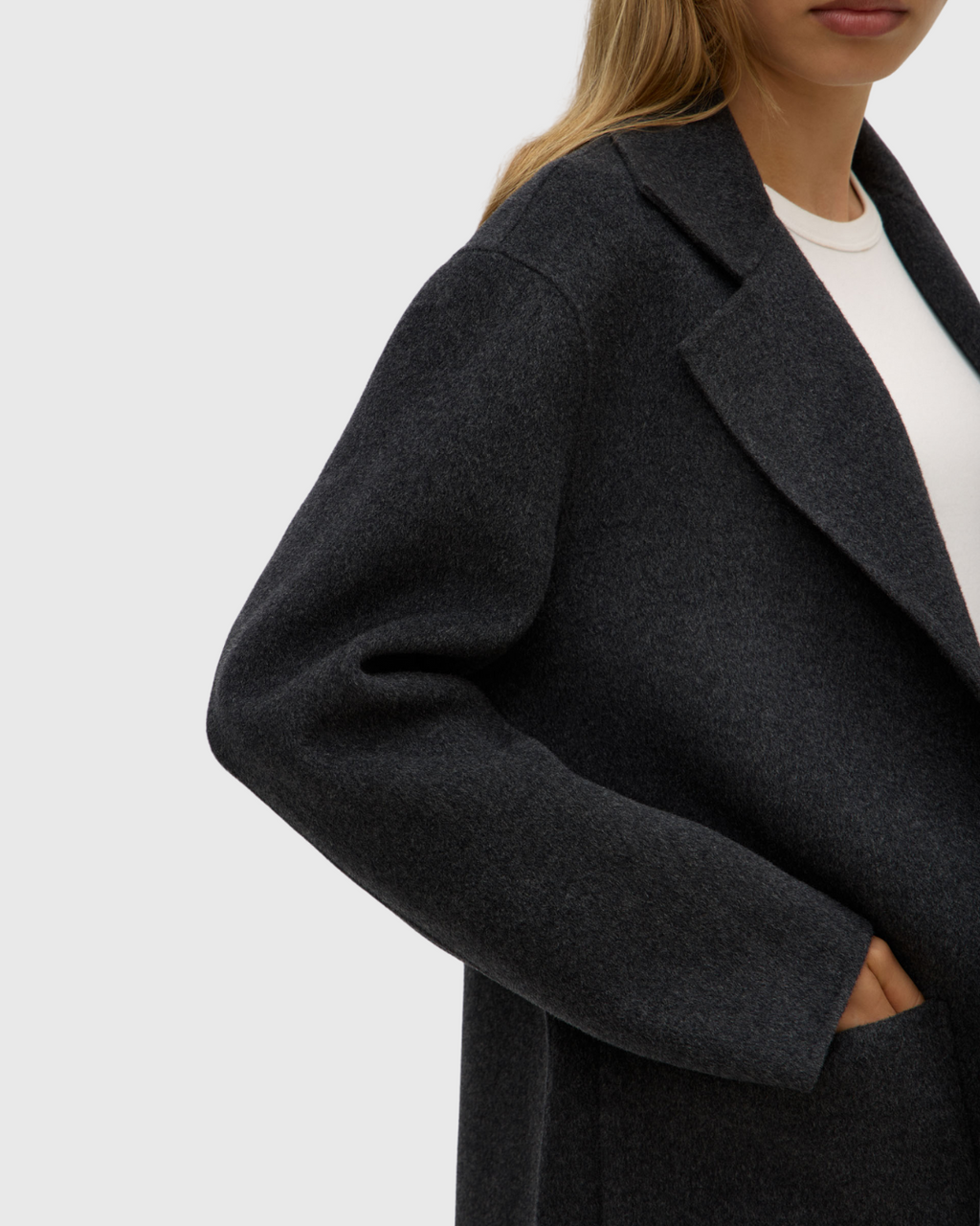 Calido Wool Single Breasted Coat Charcoal Marle