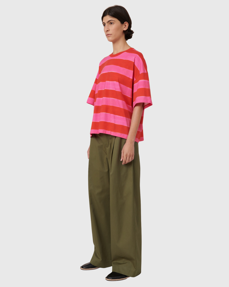 Oversized Boxy Tee Painted Stripe