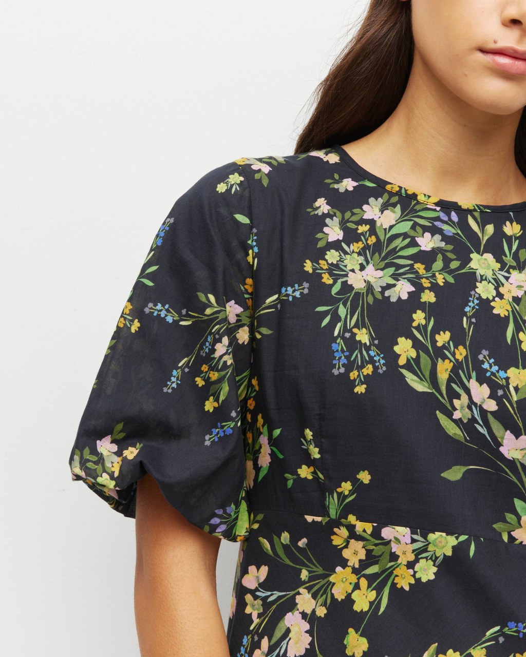 Luciana Dress (Dark Garland Cotton) Painted Petals