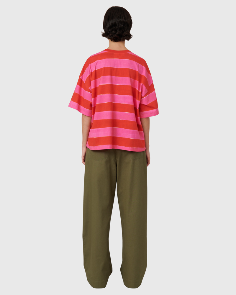 Oversized Boxy Tee Painted Stripe