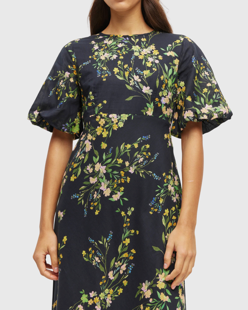 Luciana Dress (Dark Garland Cotton) Painted Petals