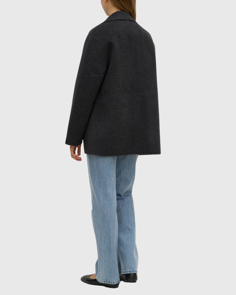 Calido Wool Single Breasted Coat Charcoal Marle
