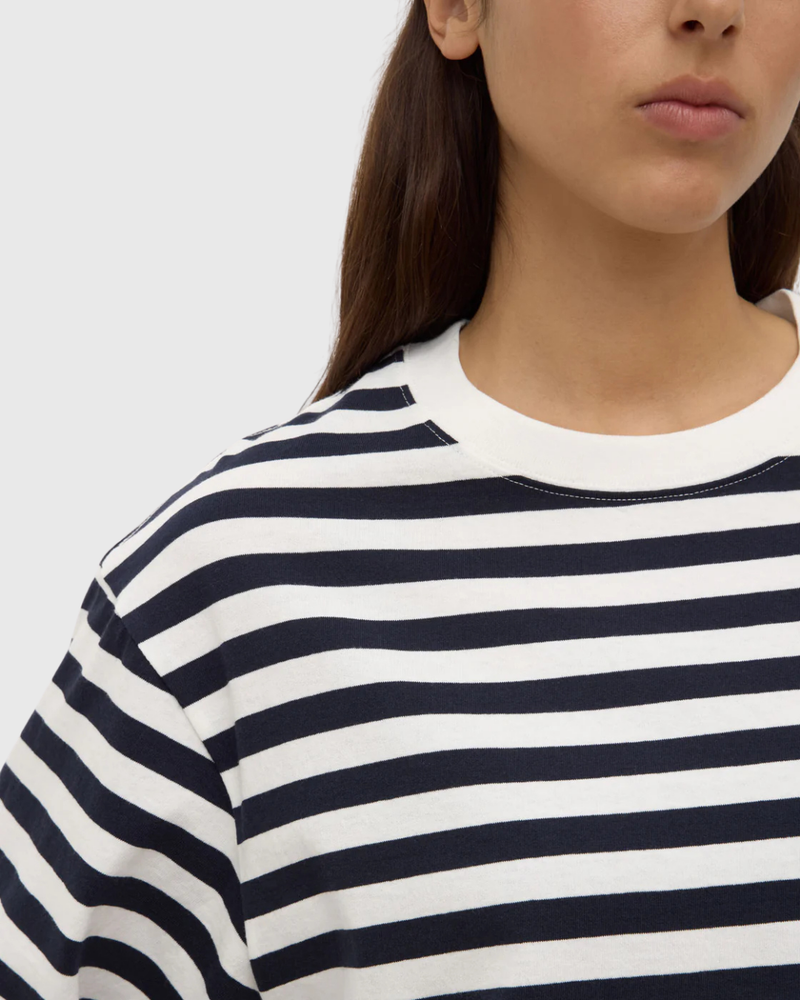 Monte Stripe Cotton SS Tee True Navy/Cream